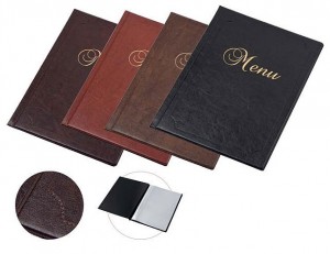 Отпечатване на меню Меню А4 - изкуствена еко кожа, 6 джоба, цвят бордо, черно, т.кафяво, св. кафяво цена: 16.20 лв.